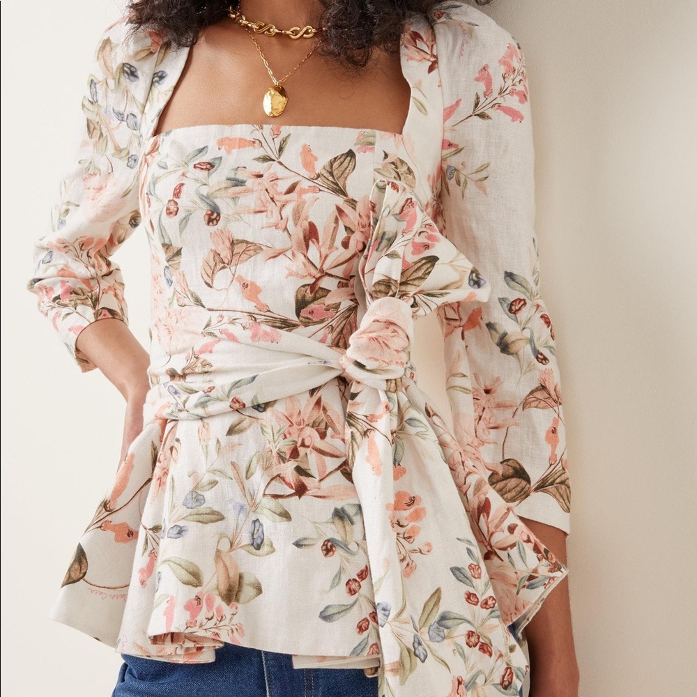 Cara Cara Lauren Floral-Printed Linen Top